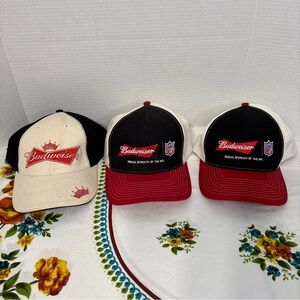 Budweiser Beer Merch Proud Sponsor of the NFL Trucker Hat Trio Adjustable Backs
